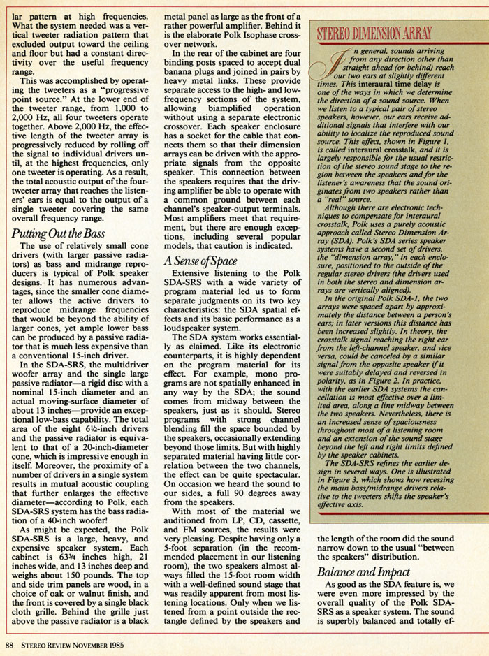 1985 Review of Polk Audio SDA-SRS page 3